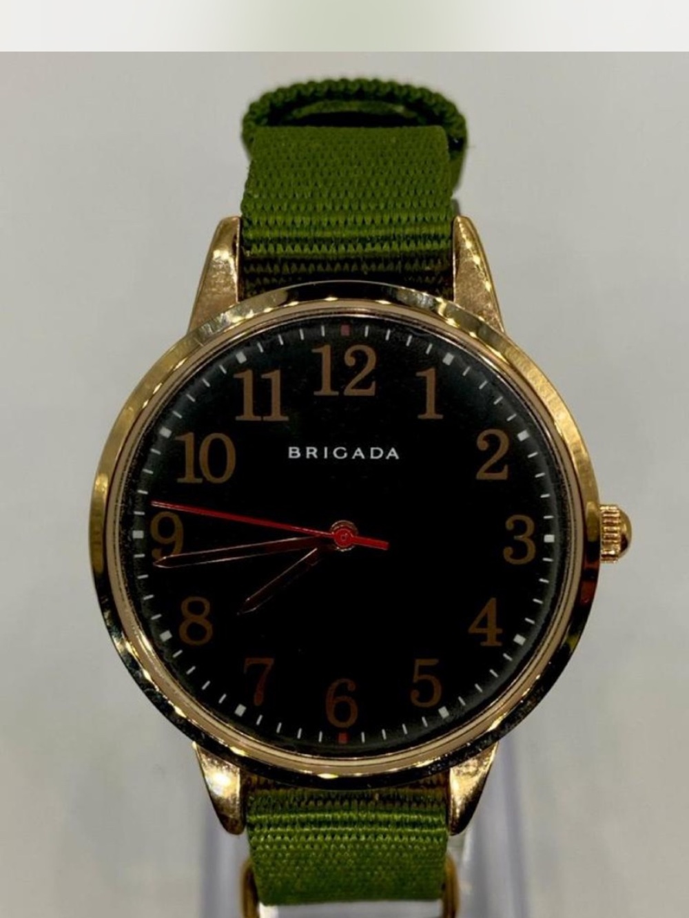 Men’s ^^^Brigada  *** Gold-Tone Watch /  Hunter green Dial *** Olive Green Strap